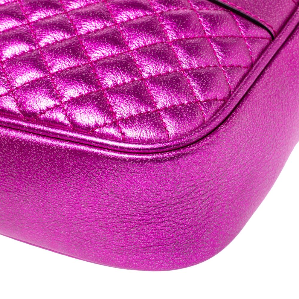 Gucci Fuchsia Laminated Quilted Leather Trapuntata Crossbody Bag 3