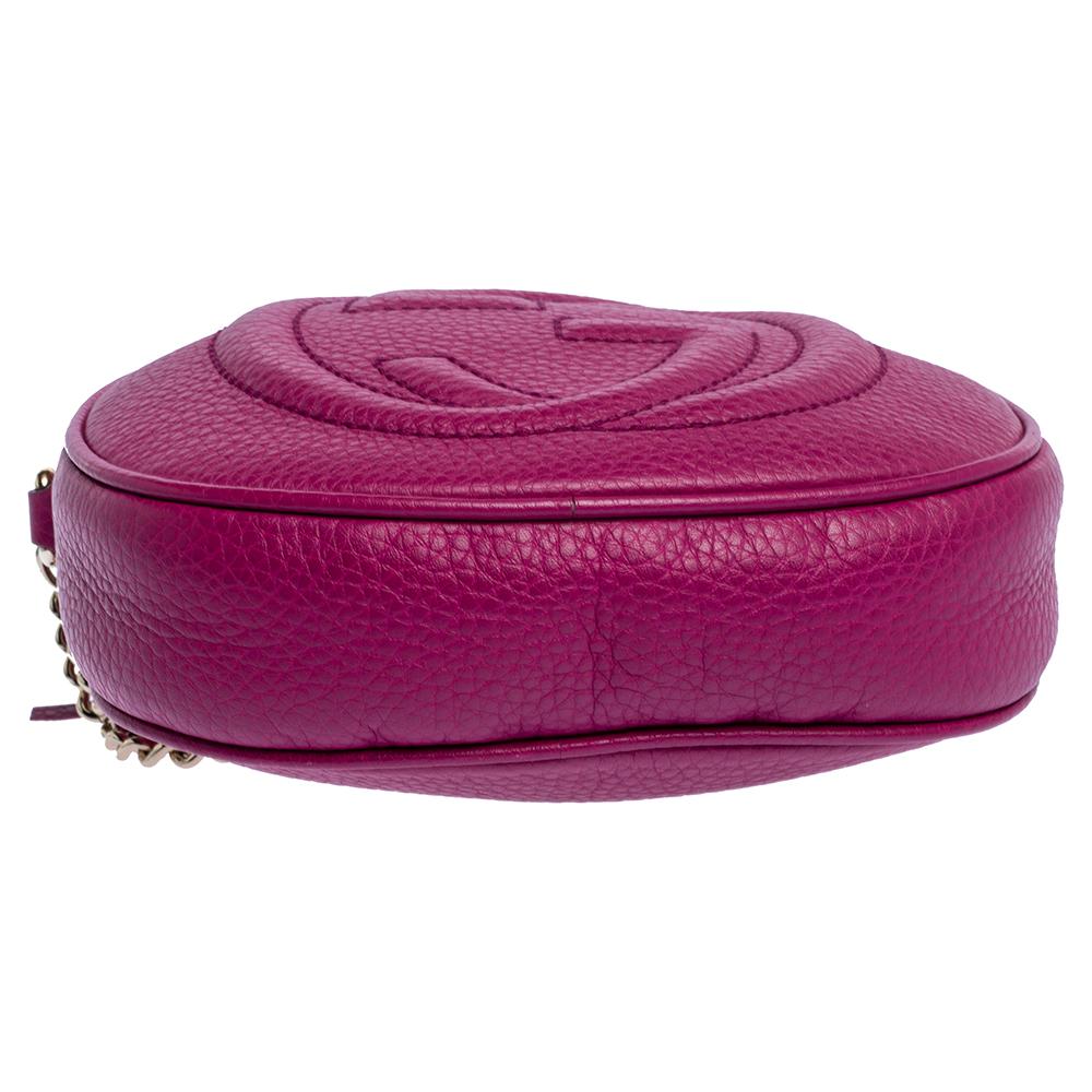 Gucci Fuchsia Leder Mini Soho Disco Kette Crossbody Tasche Damen