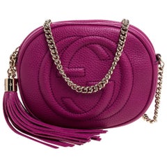 Gucci Fuchsia Leather Mini Soho Disco Chain Crossbody Bag