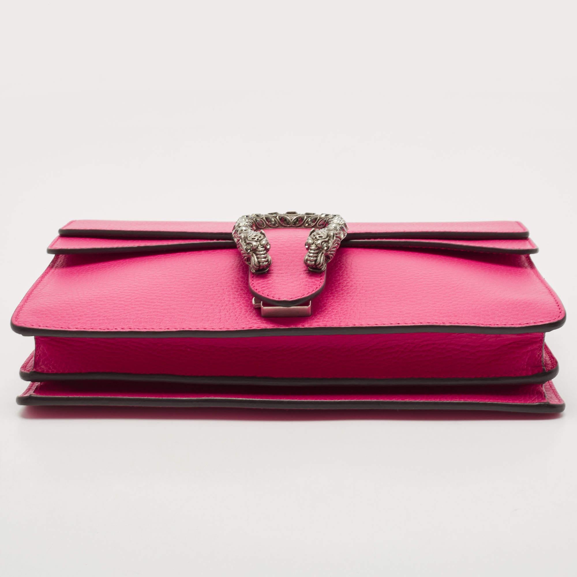 Gucci Fuchsia Leather Small Dionysus Crystals Shoulder Bag 1
