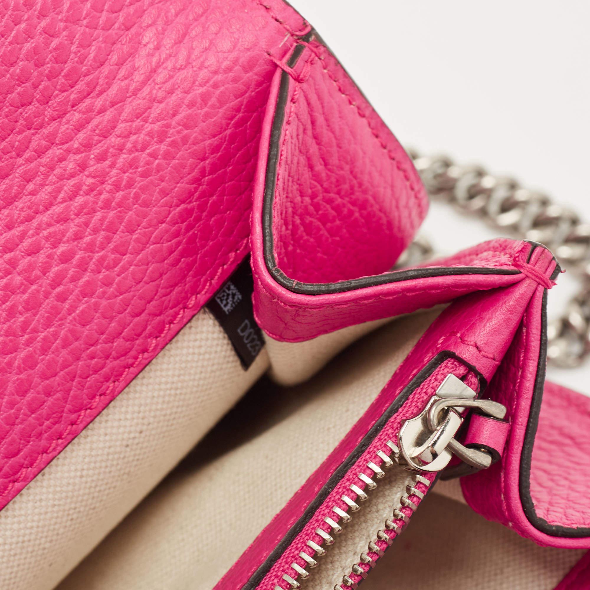 Gucci Fuchsia Leather Small Dionysus Crystals Shoulder Bag 5
