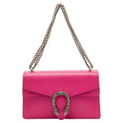 Gucci Fuchsia Leather Small Dionysus Crystals Shoulder Bag