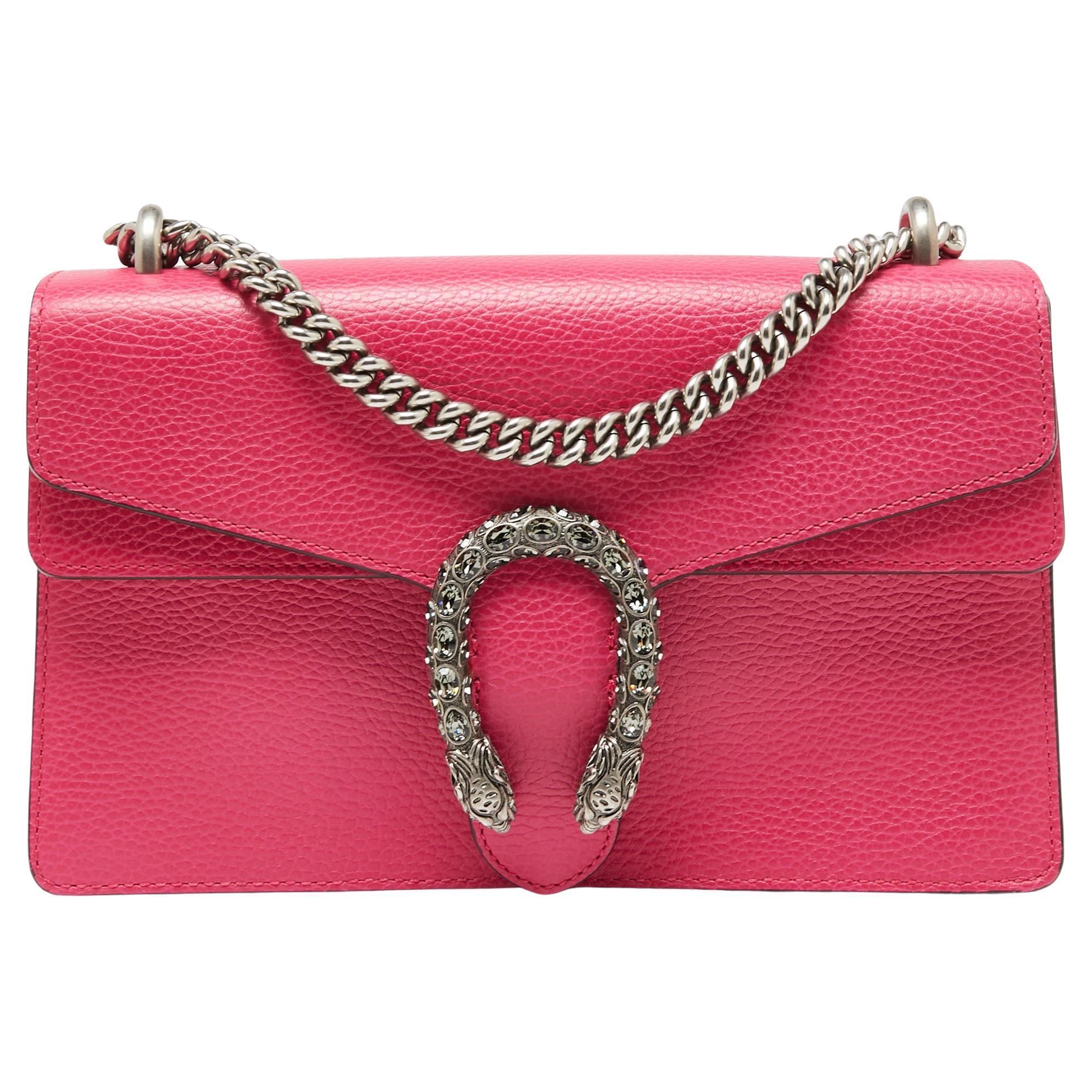 Gucci Fuchsia Leather Small Dionysus Shoulder Bag