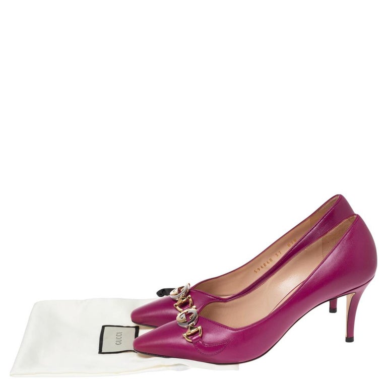 Gucci Fuchsia Leather Zumi Pumps Size 37 at 1stDibs