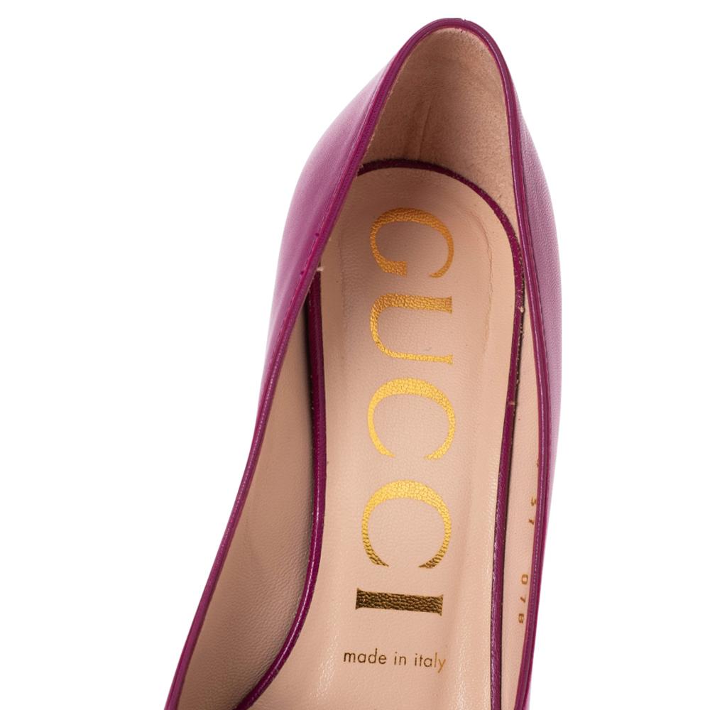 Pink Gucci Fuchsia Leather Zumi Pumps Size 37