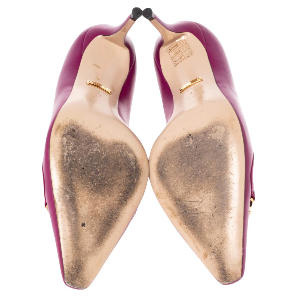 Women's Gucci Fuchsia Leather Zumi Pumps Size 37