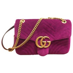 GUCCI fuchsia Marmont medium velvet quilted bag