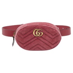 Gucci Fuchsia Matelassé Velvet GG Marmont Belt Bag