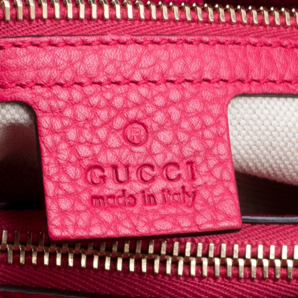 Gucci Fuchsia/Orange Leather Medium Exclusive Bamboo Shopper Top Handle Bag 2