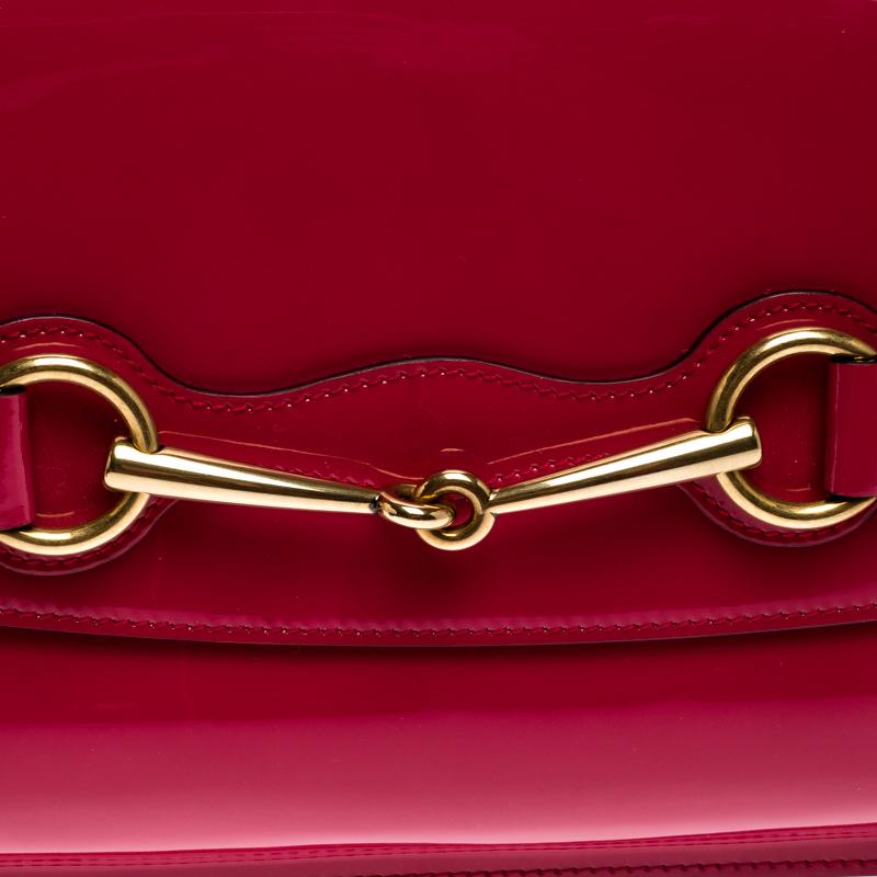 Gucci Fuchsia Patent Leather Horsebit Clutch 3