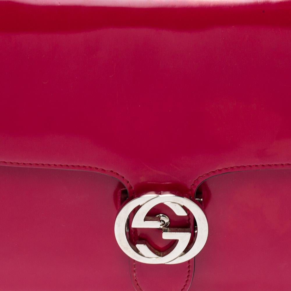 Gucci Fuchsia Patent Leather Medium Interlocking G Shoulder Bag 2
