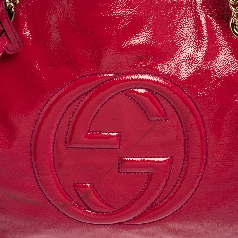 Gucci Fuchsia Patent Leather Medium Soho Shoulder Bag 1