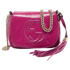 Gucci Fuchsia Patent Leather Soho Flap Chain Crossbody Bag