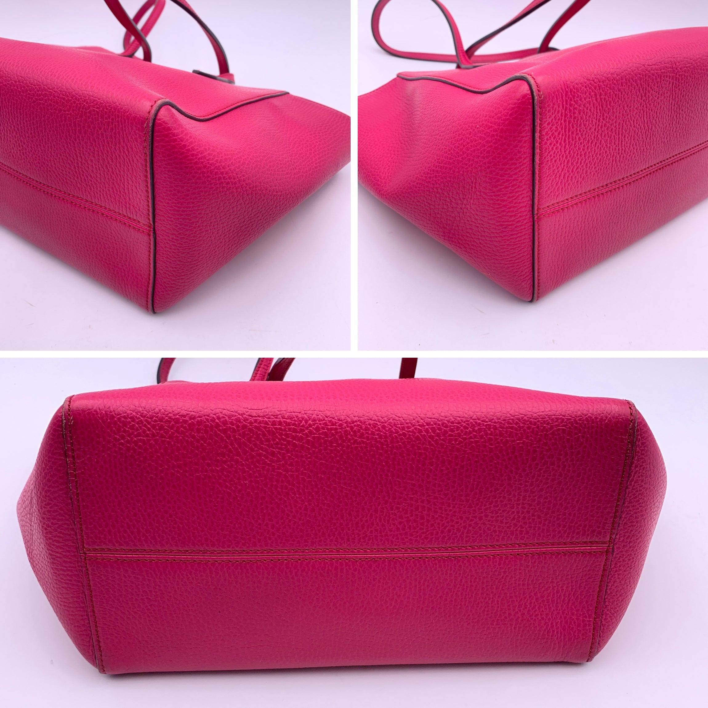 Gucci Fuchsia Pink Leather Swing Medium Handbag Tote Bag For Sale 1