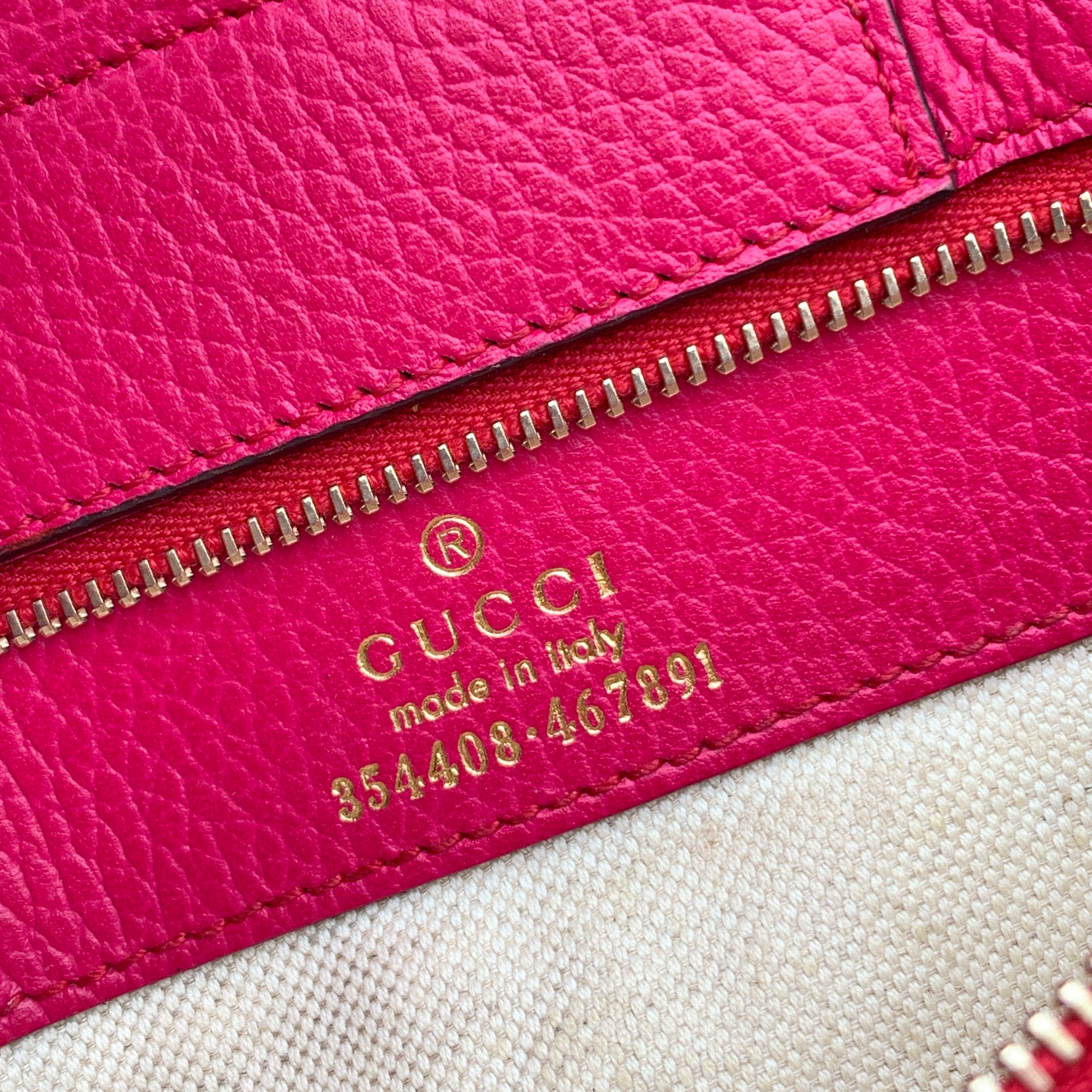 Gucci Fuchsia Pink Leather Swing Medium Handbag Tote Bag For Sale 3