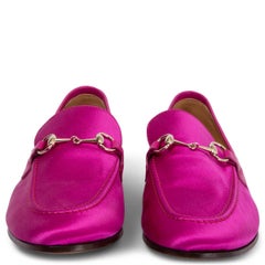 GUCCI fuchsia pink satin JORDAAN Loafers Flats Shoes 39.5