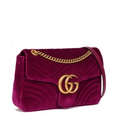 GUCCI Fuchsia Quilted Velvet Medium Marmont