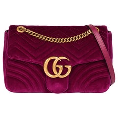 GUCCI Fuchsia Quilted Velvet Medium Marmont