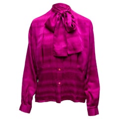 Gucci Fuchsia Silk Pussy Bow Blouse