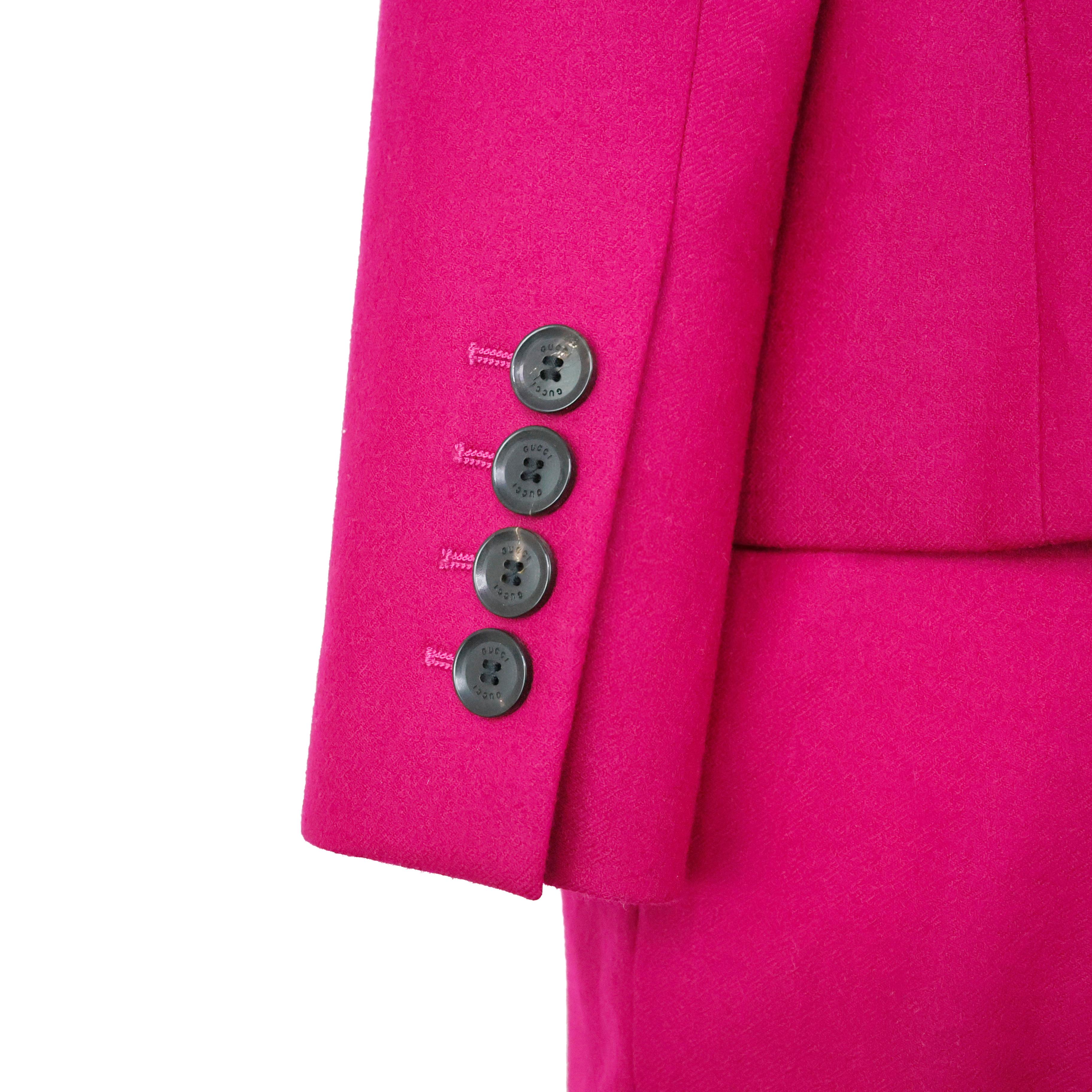Gucci Fucsia Tailleur in Wool In Excellent Condition For Sale In Bressanone, IT