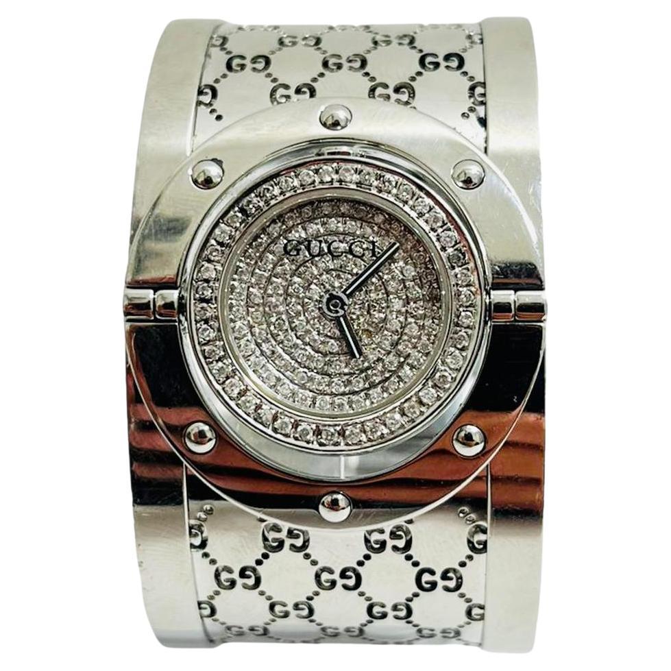 Gucci Full Pave Diamond Face - Twirl Watch  For Sale
