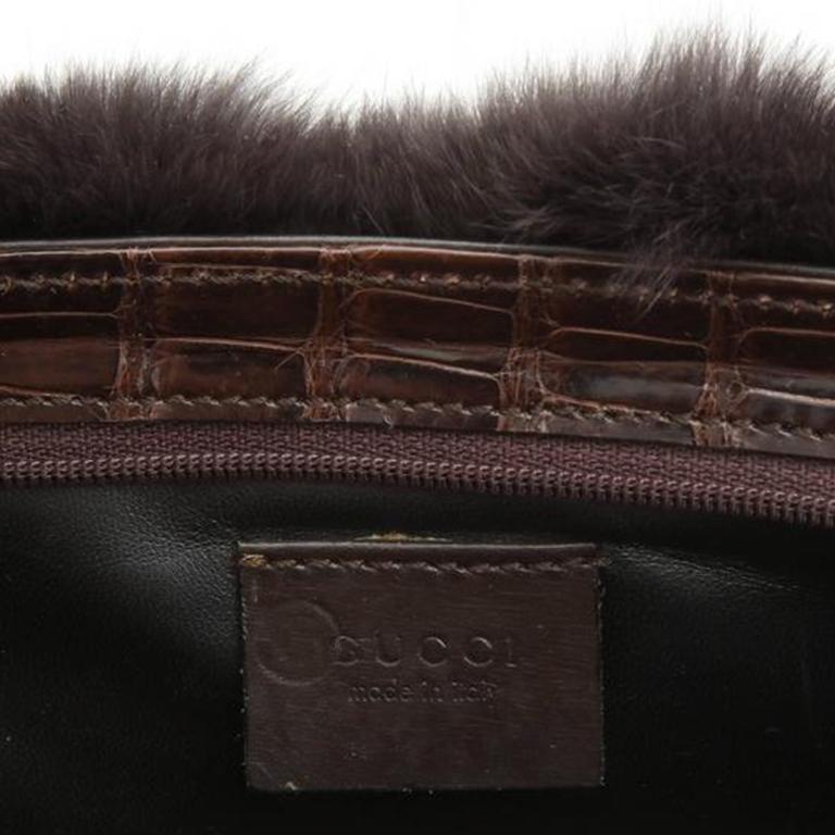 Gucci Fur And Crocodile Clutch Bag For Sale 4