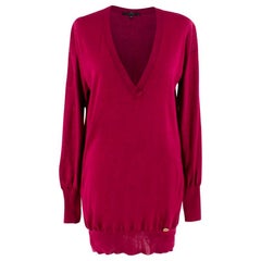 Gucci Fuschia Oversized V-neck Knit Sweater XS 