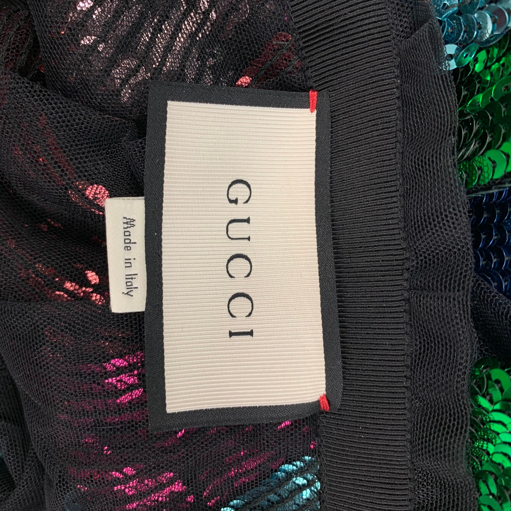 Women's GUCCI FW 16 Size 4 Multi-Color Snake Sequin Maxi Tulle Skirt