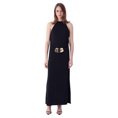 Gucci H/W 1996 Laufsteg Schlüsselloch Schwarzes Maxikleid