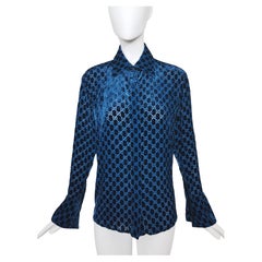 LOUIS VUITTON blue silk MONOGRAM CLOUD MASCULINE Button Up Shirt 42 L For  Sale at 1stDibs