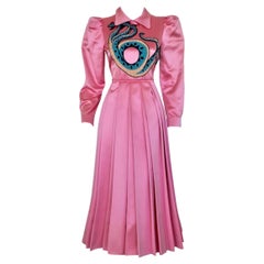 GUCCI H/W 2016 Seidenkleid mit Schlangenstickerei ACDC Laufsteg Rare Pink Seide Kleid
