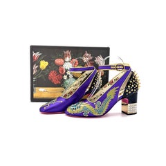 Gucci FW 2017 Caspar Dragon Embroidered Spike Embellished Mary Jane Pumps 37