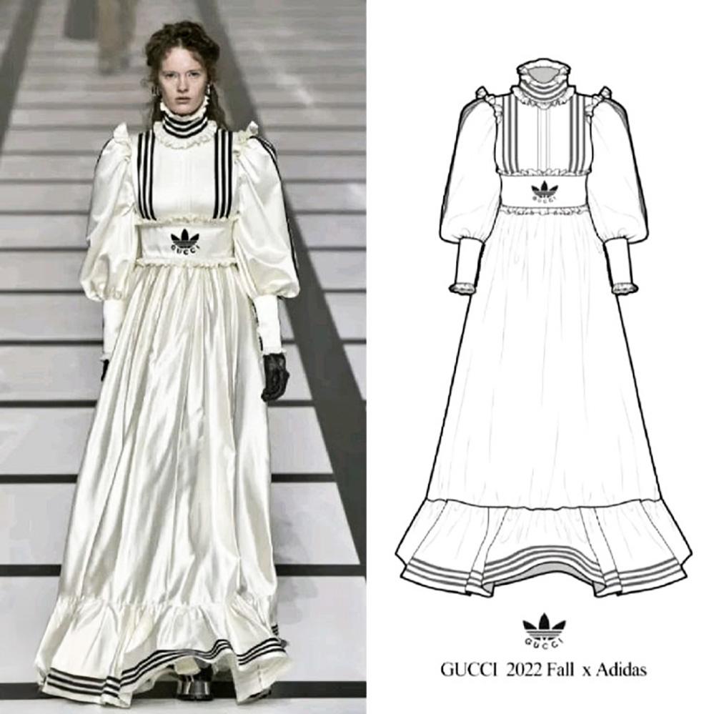 GUCCI FW 2022/23 Adidas Special Edition Silk Duchesse Gown Runway