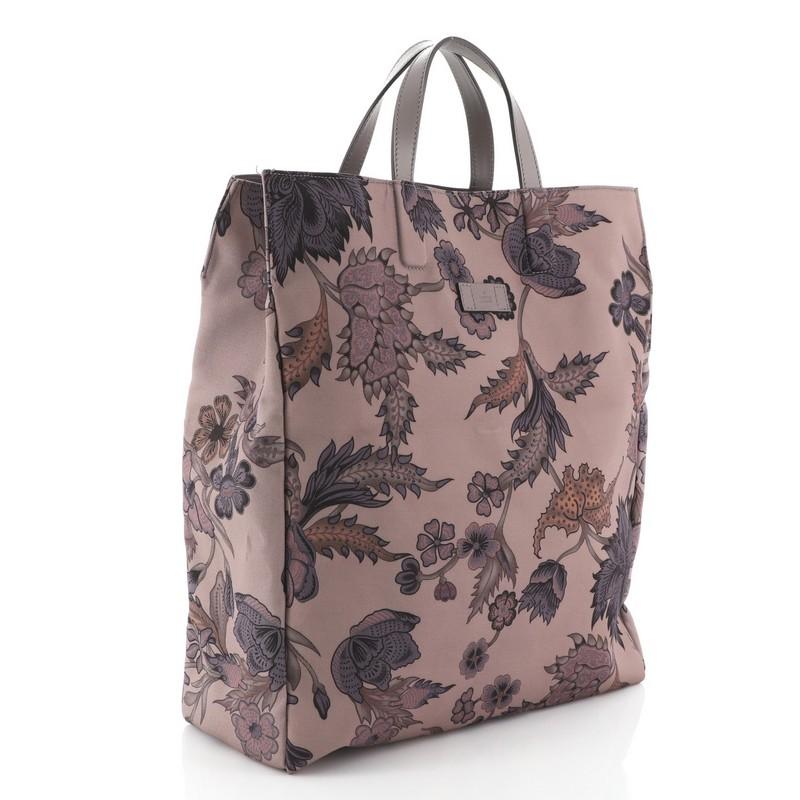 Gray Gucci G-Active Knight Tote Flora Canvas Tall