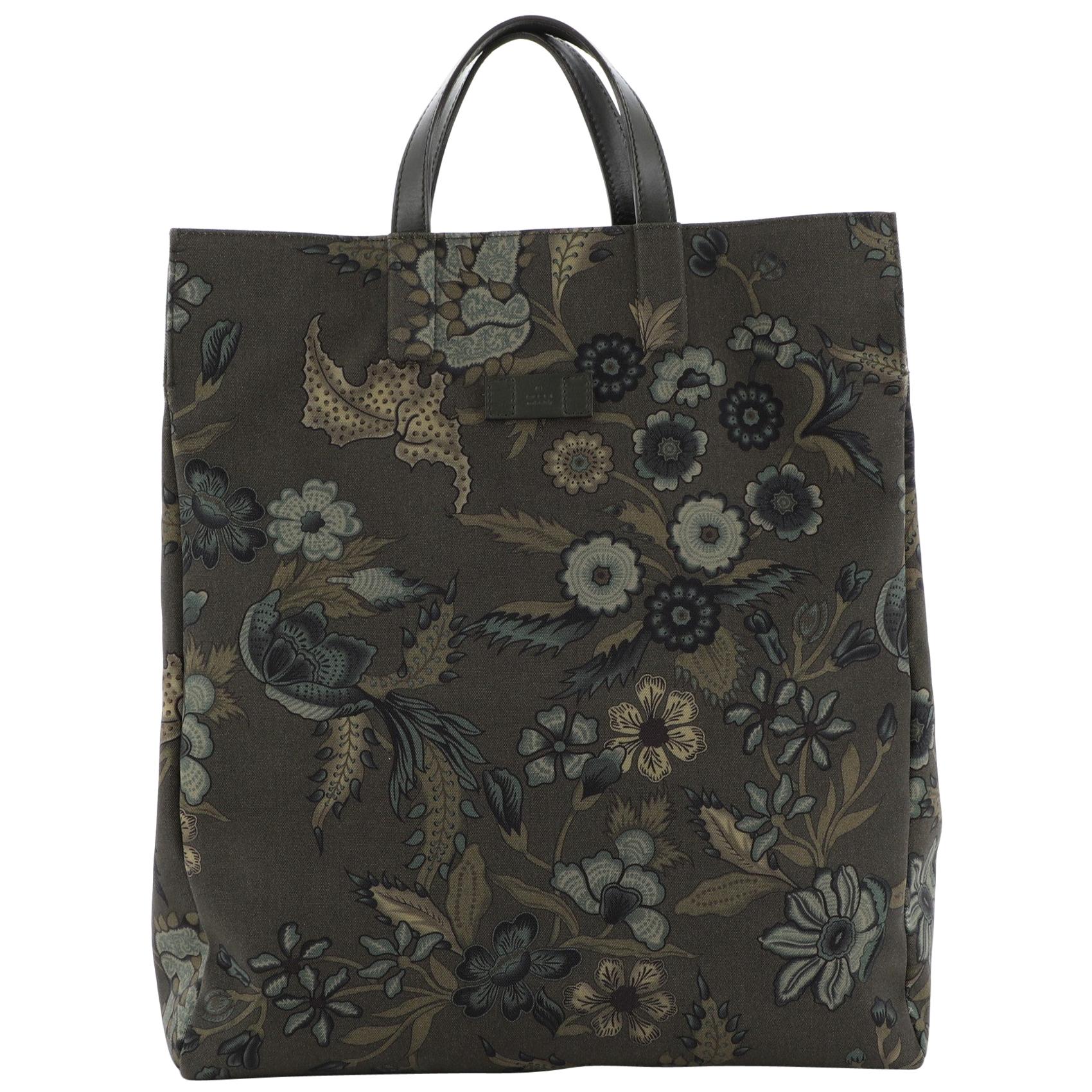Gucci G-Active Knight Tote Flora Canvas Tall