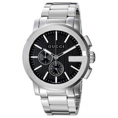 Gucci G-Chrono Edelstahl-Herrenuhr mit schwarzem Zifferblatt, Artikel Nr. YA101204