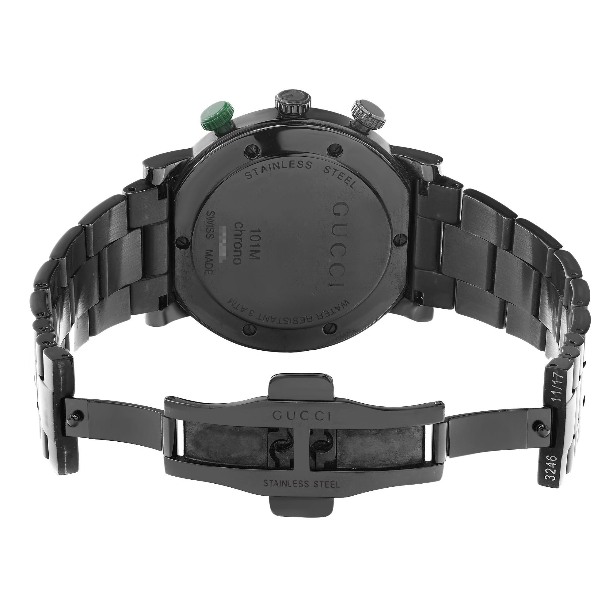 Gucci G-Chrono PVD Stainless Steel Black Dial Quartz Mens Watch YA101331 In Fair Condition In New York, NY