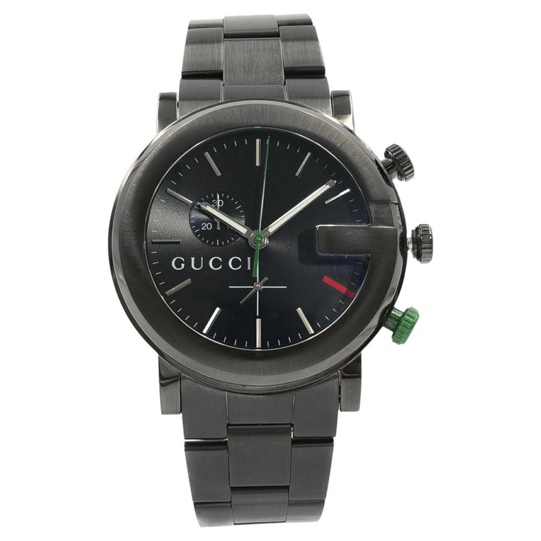 Gucci G Chrono Black Dial Black Steel Strap Watch For Men - YA101331