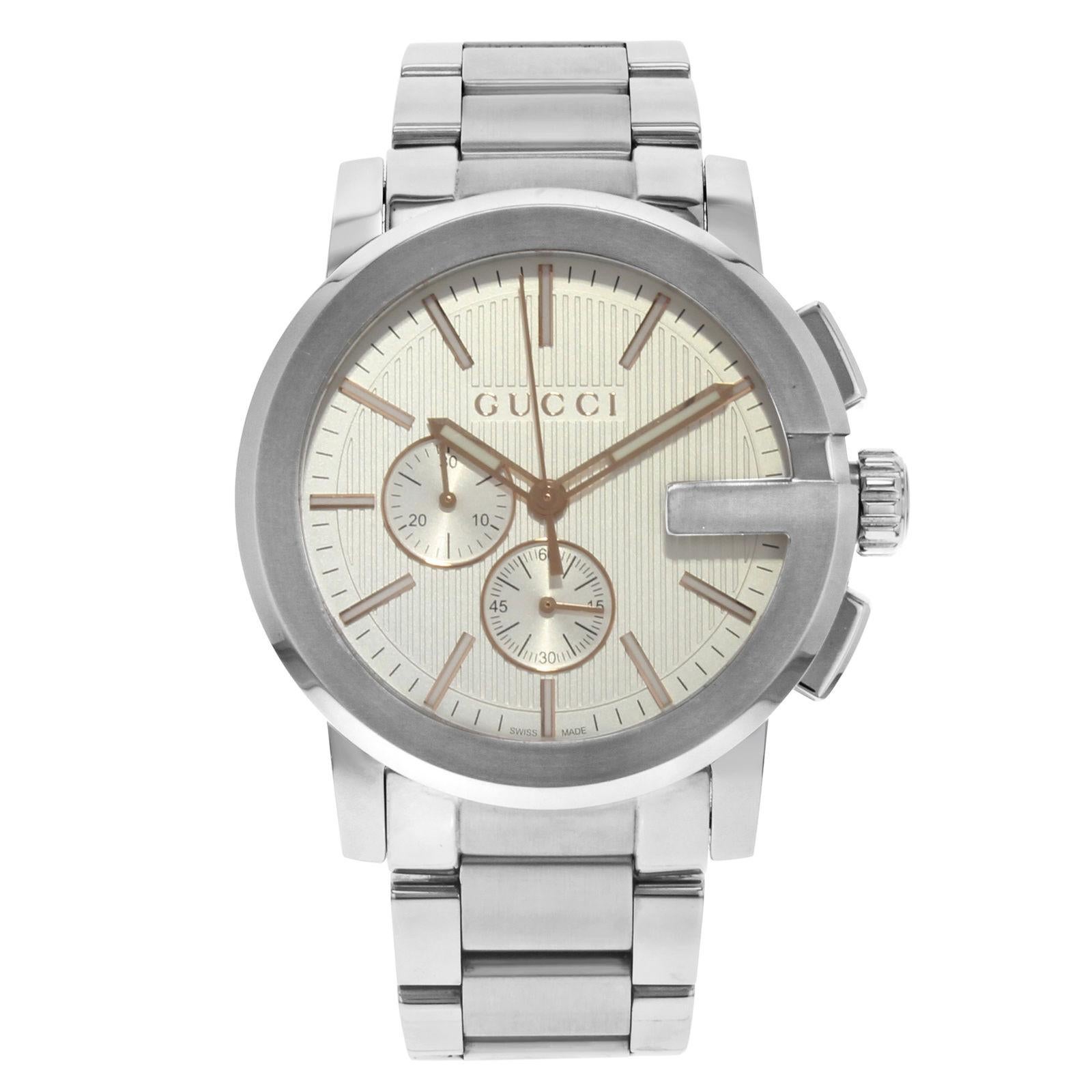Gucci G-Chrono Silver Round Dial 