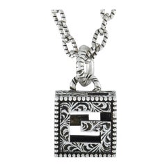 Gucci G Cube Aged Sterling Silver G Motif Pendant Necklace