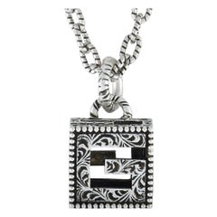 Gucci G Cube Aged Sterling Silver G Motif Pendant Necklace