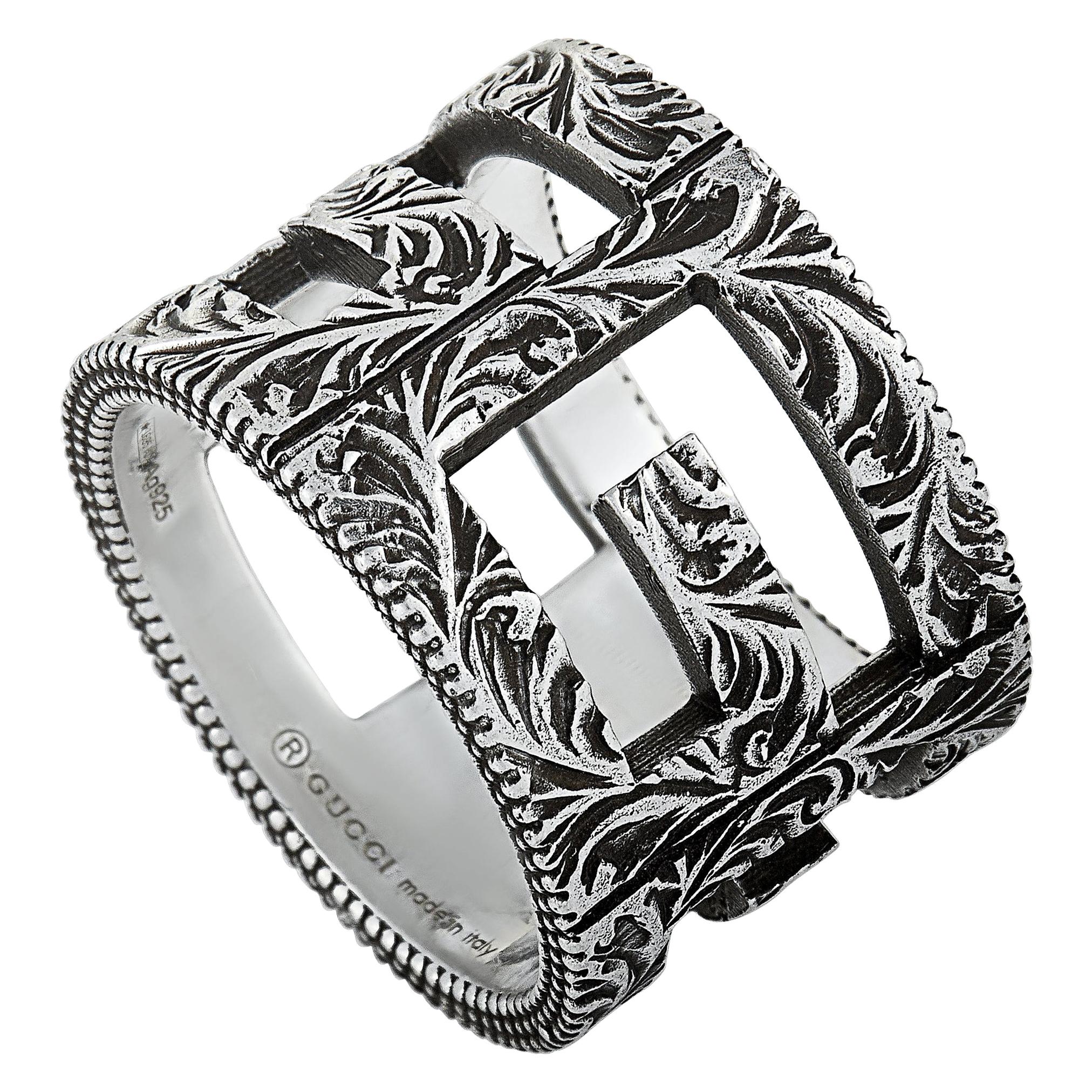 Gucci g cube silver ring deals