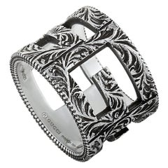 Gucci G Cube Aged Sterling Silver G Motif Ring