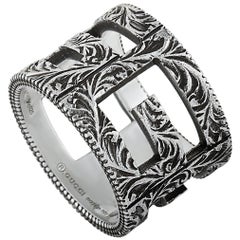 Gucci G Cube Aged Sterling Silver G Motif Ring