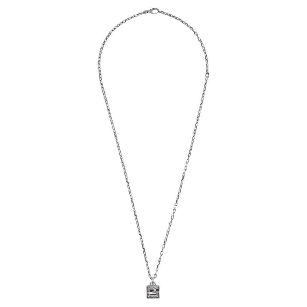 Gucci G Cube Sterling Silver G Motif Necklace YBB552768001 For Sale