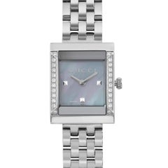 Gucci G-Frame Diamond Mother of Pearl Dial Ladies Watch YA128404