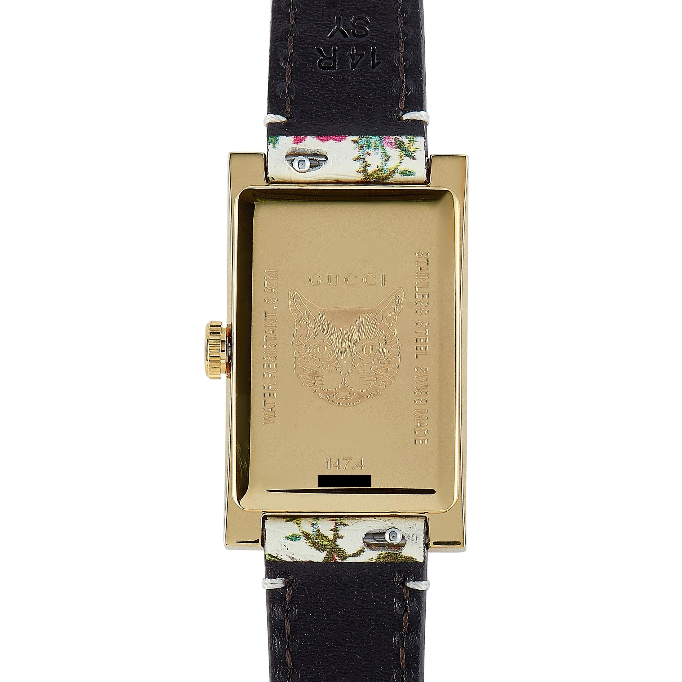 Gucci G-Frame Floral Motif Watch YA147406 In New Condition In Southampton, PA