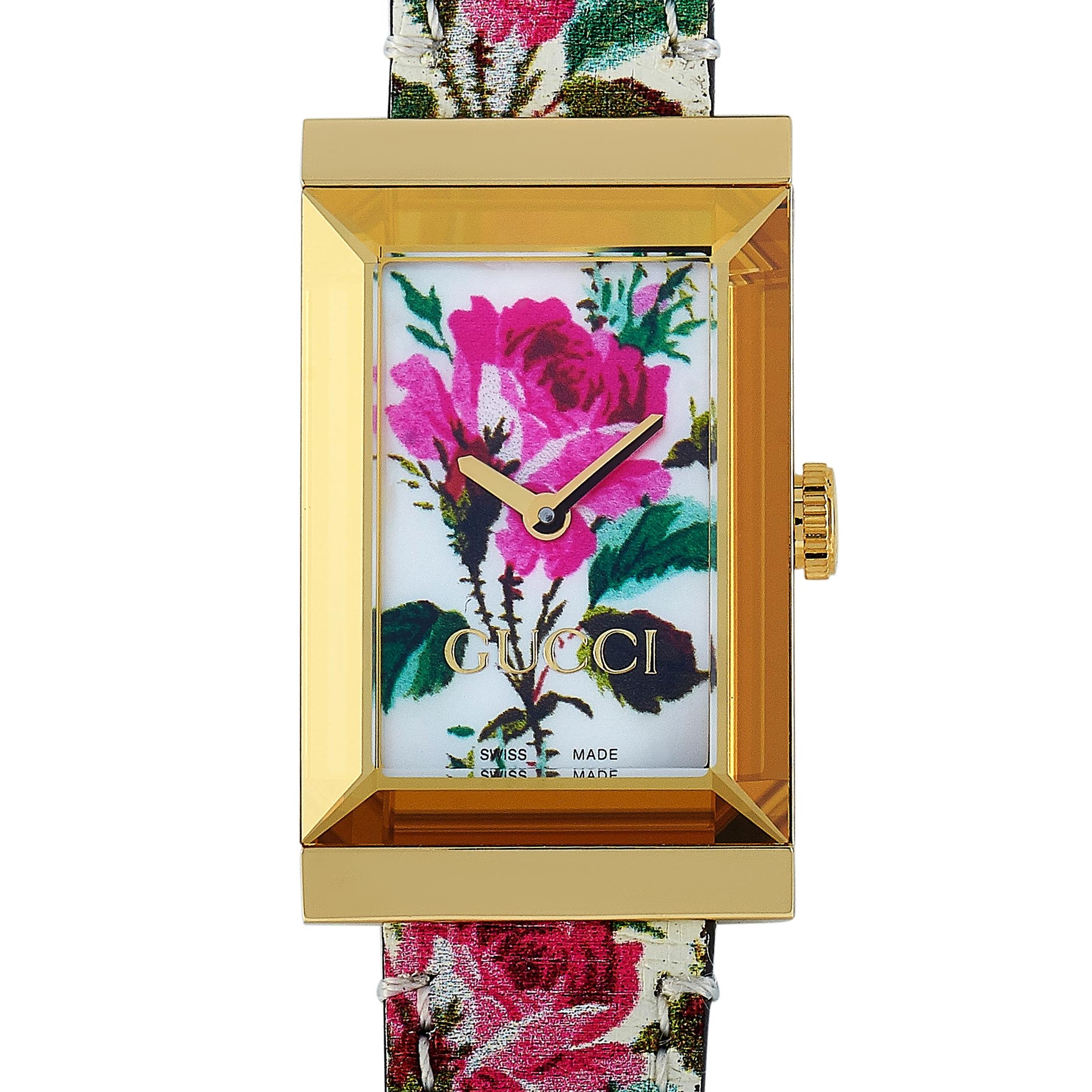 Women's Gucci G-Frame Floral Motif Watch YA147406