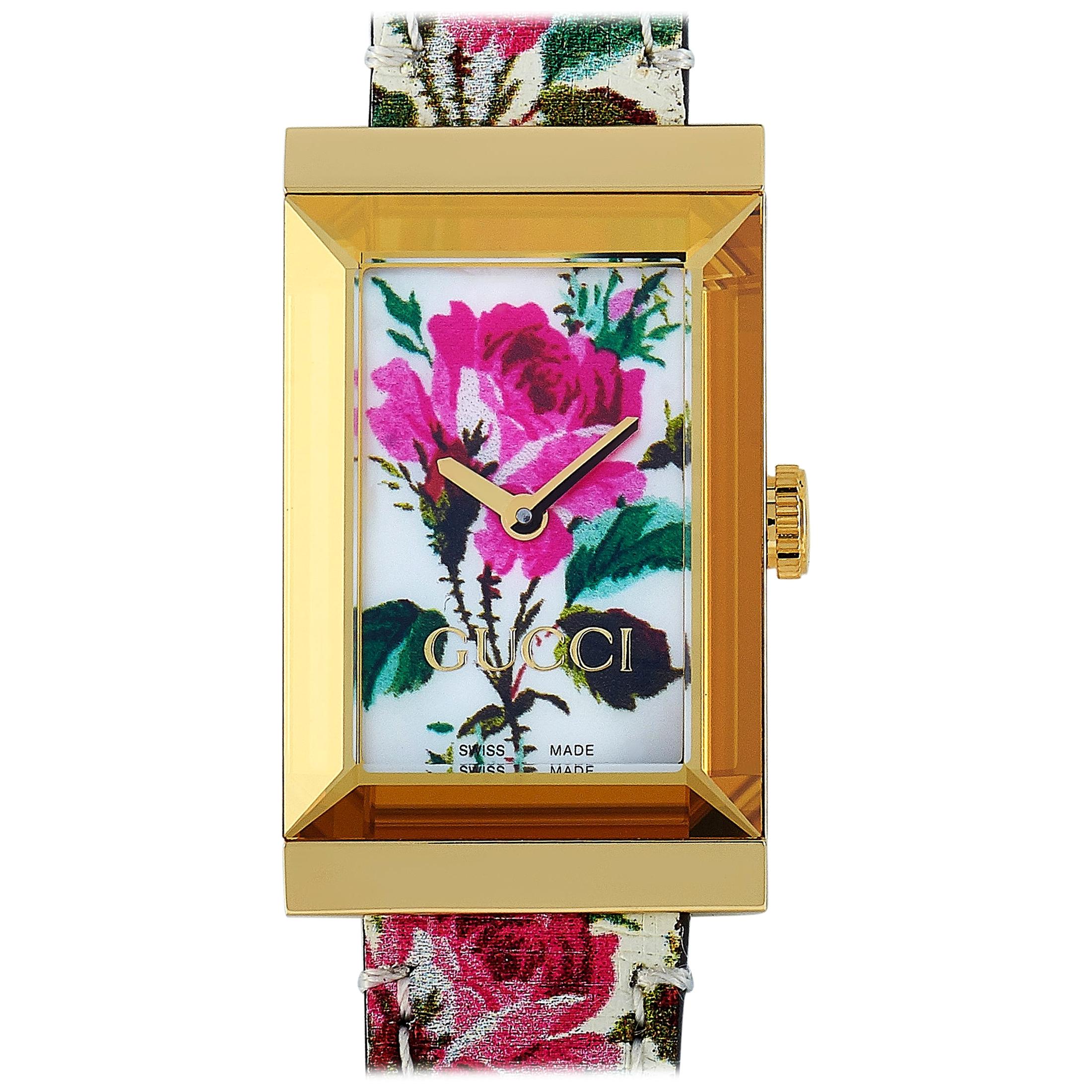 Gucci G-Frame Floral Motif Watch YA147406