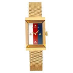 Gucci G-Frame Gold Tone Multicolor MOP Dial Ladies Quartz Watch YA147410